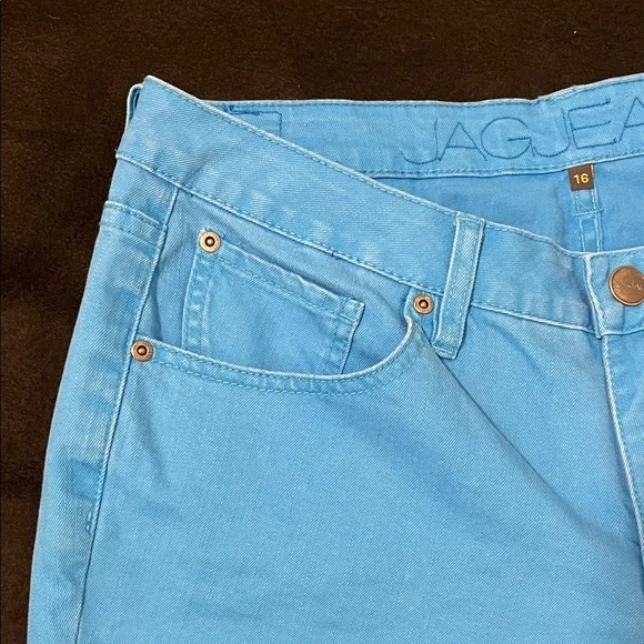 Jag Jeans Vibrant Blue Slim Fit Long Bermuda Short Capri style Size 16 - Picture 4 of 8
